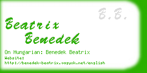 beatrix benedek business card